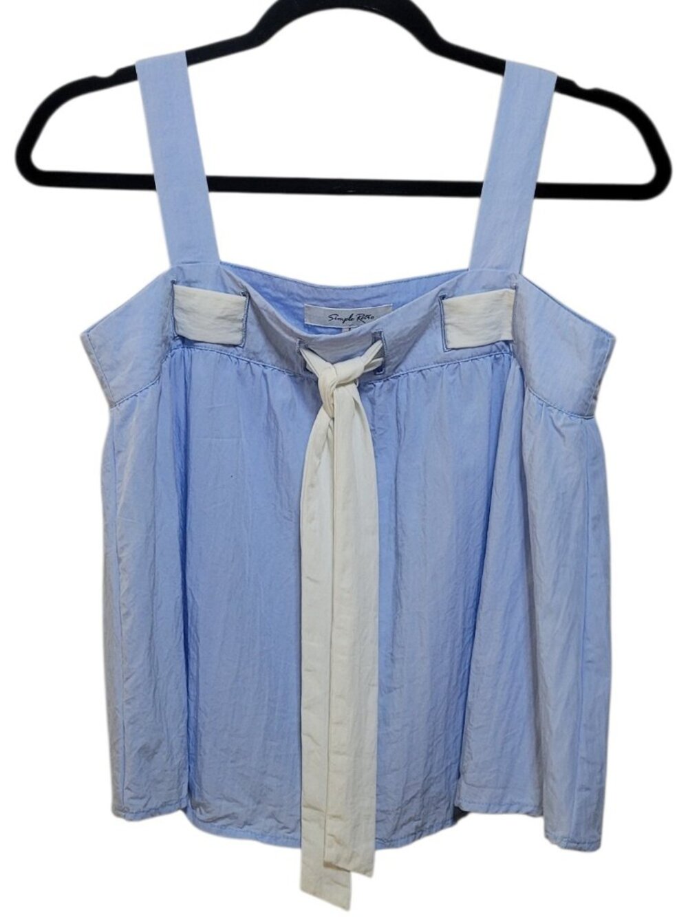 Simple Retro Skye Blue White Stripe Bow Cami Tank Top Small Balletcore